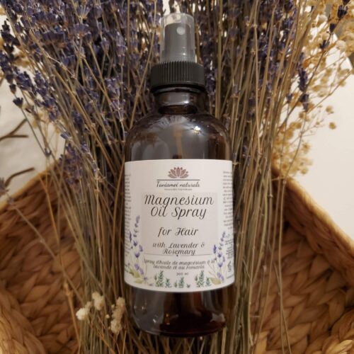 brown glass bottle with magnesium oil spray